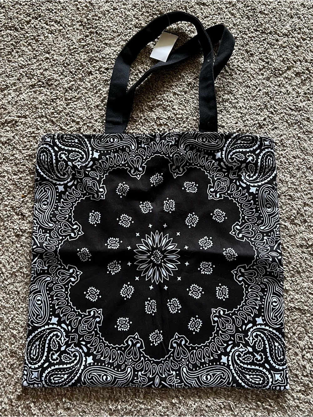 Black Bandana Print Tote Bag